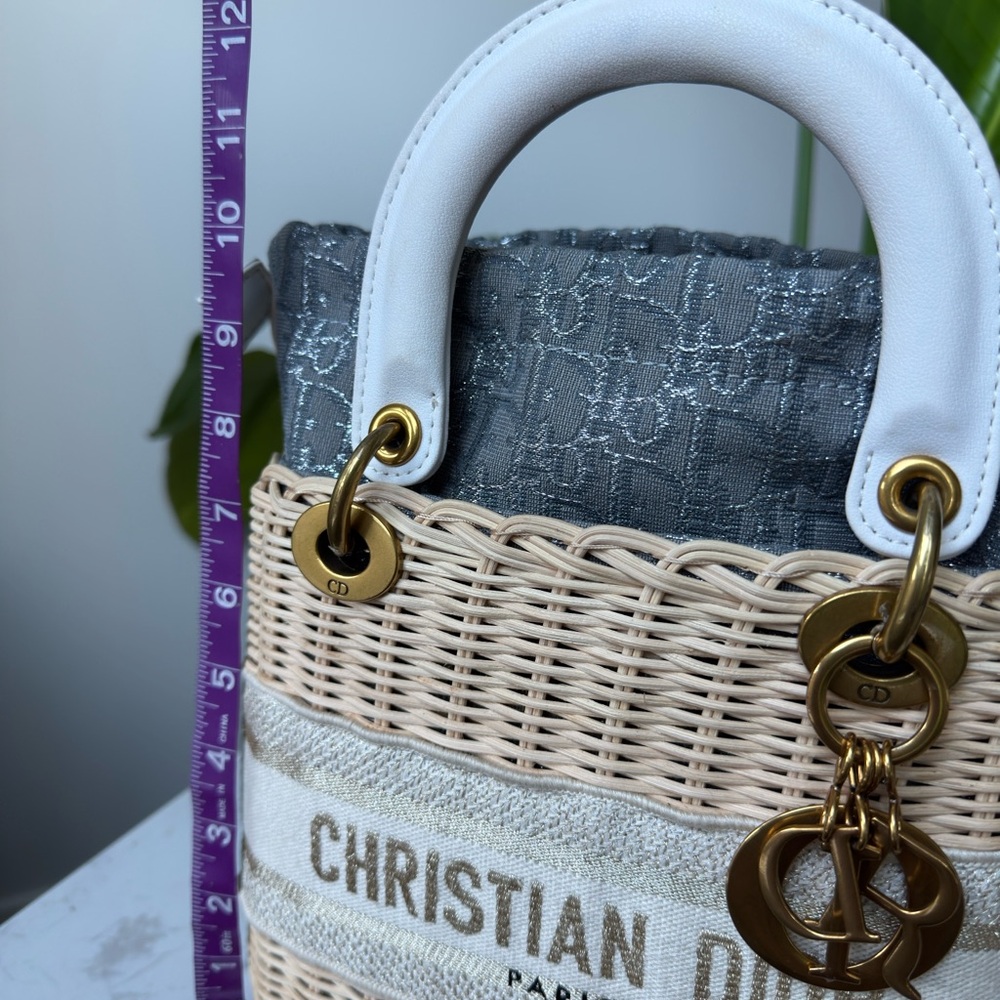 Dior White & Natural Woven Diorissimo Tote - Picture 10 of 11